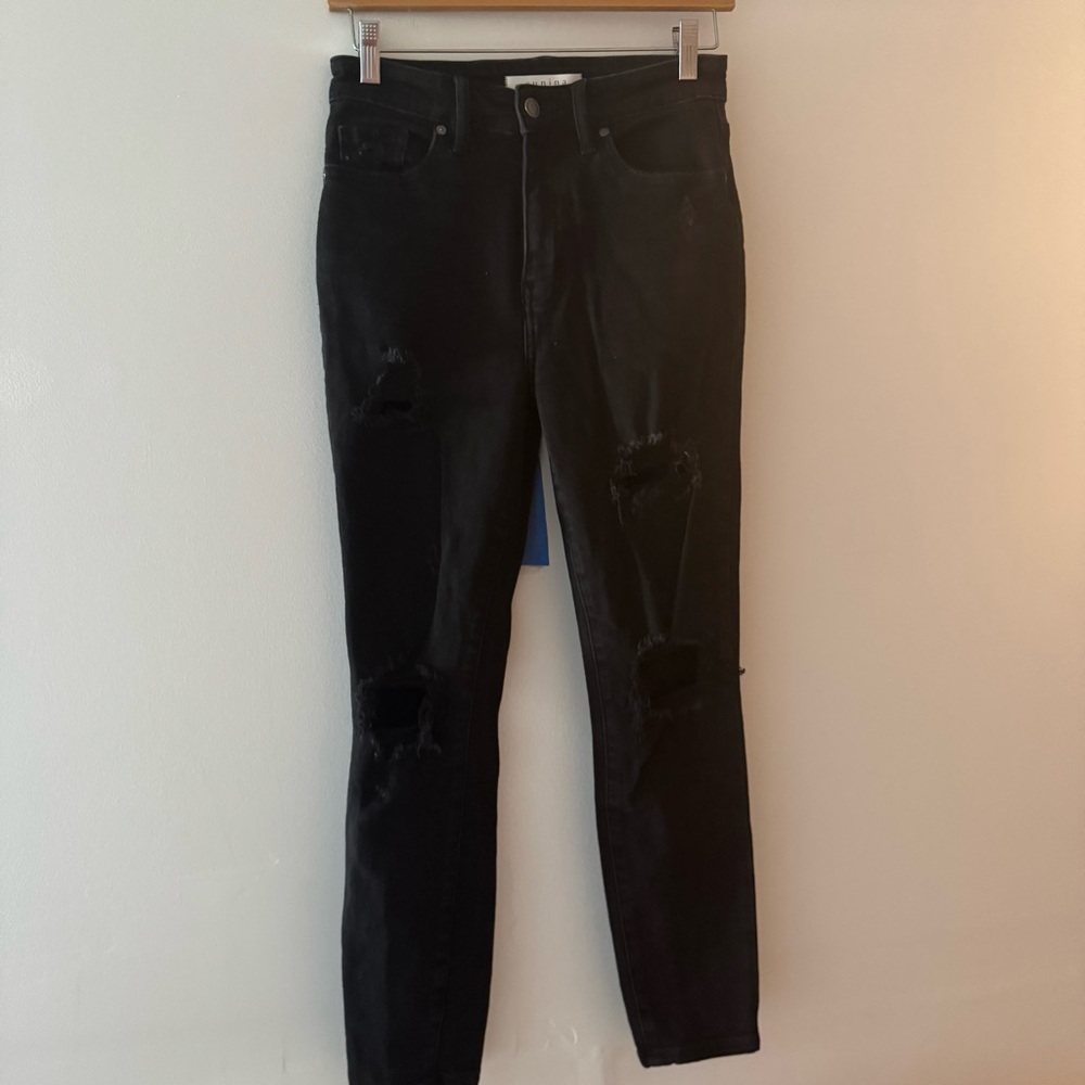 Eunina Black Distressed Bella super high rise Skinny crop Jeans